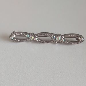 Silver Hair Clip with Rhinestones